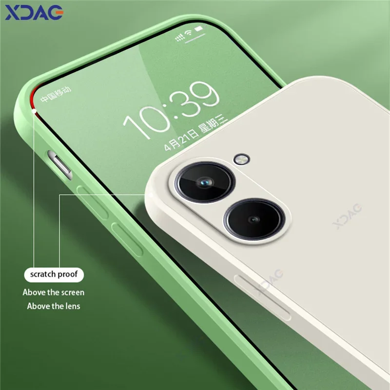 Premium Liquid Silicone Phone Case with Dual Liner – Square Design, Soft and Durable Cover