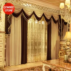 Cortinas de estilo europeo de lujo para sala de estar, comedor, dormitorio, cortina de terciopelo de alta gama, Villa, ventanas, decoración de fondo, Blackout