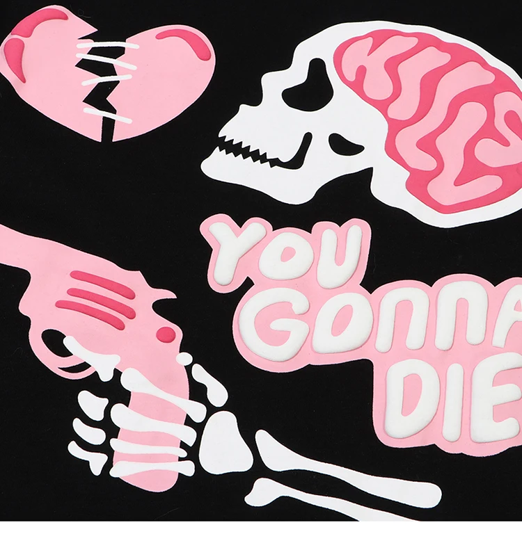Broken Heart and Skull Graphic Foaming Print T-Shirt 4 Broken Heart and Skull Graphic Foaming Print T-Shirt Sb49f3dc27c3348eb84b777938e587f43c