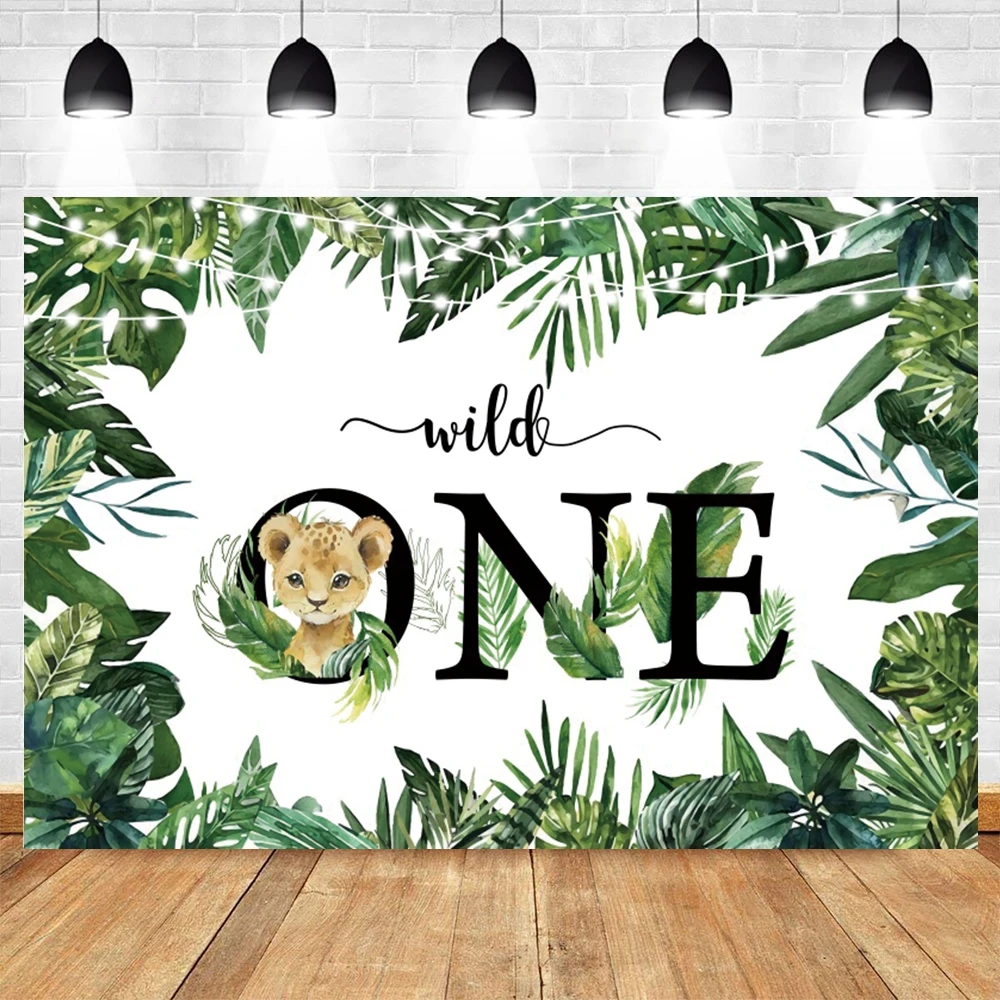 Jungle Safari Wild One 1st Birthday Backdrop Photography Boy Girl Baby Shower Party Background Kids Photo Photographic Photocall