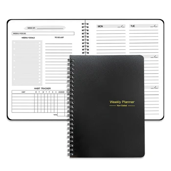 2025 Planner settimanale Agenda a spirale senza data A5 Notebook Planner Pouch 52 settimane Planner Orari Cancelleria Materiale scolastico per ufficio