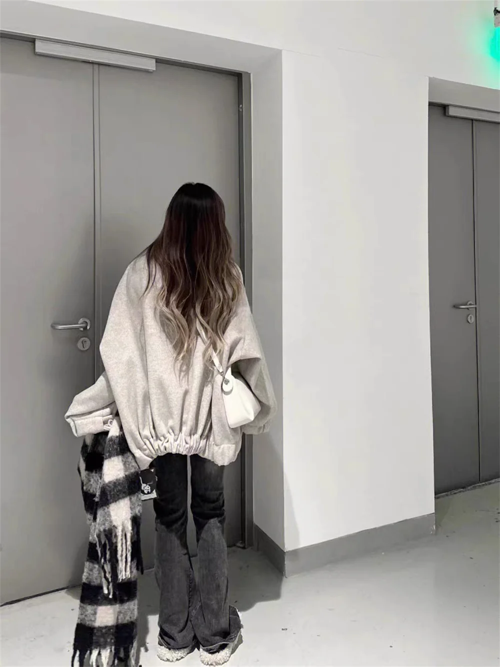 American Oversize Versatile Woolen Coat Women's Winter Cowhorn Button Thickened Motorcycle Coat 2023 New