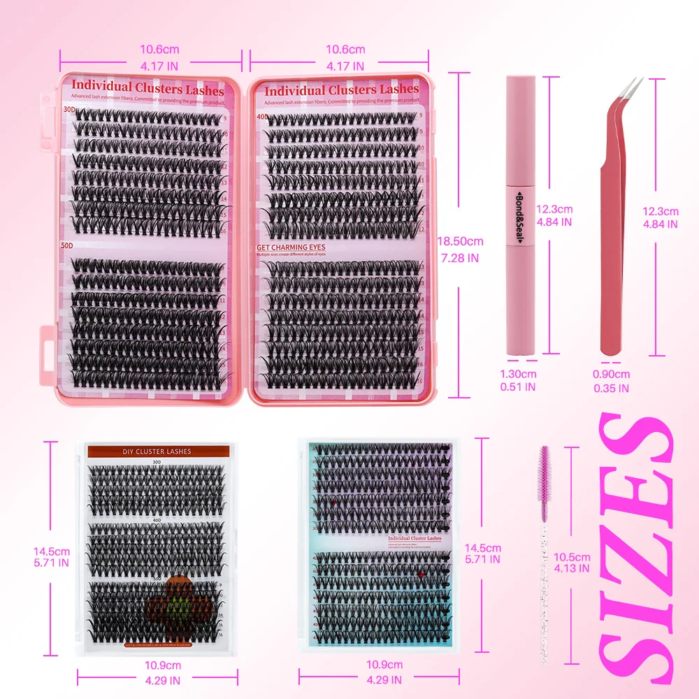 Lash Extension Kit 640pcs/320pcs/280pcs Mix DIY 304050D Combination Lash Clusters D Curl Individual Lashe lash extension kit