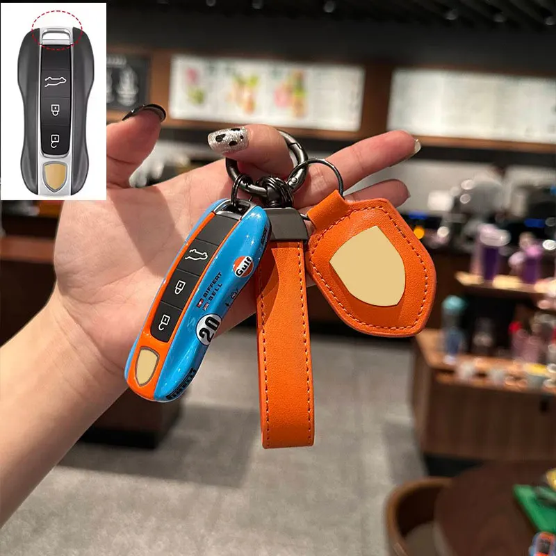 포르쉐 마칸 카이엔 718 파나메라 911 개조 차량 키 케이스 커버 스마트 리모트 폴딩 키체인 액세서리