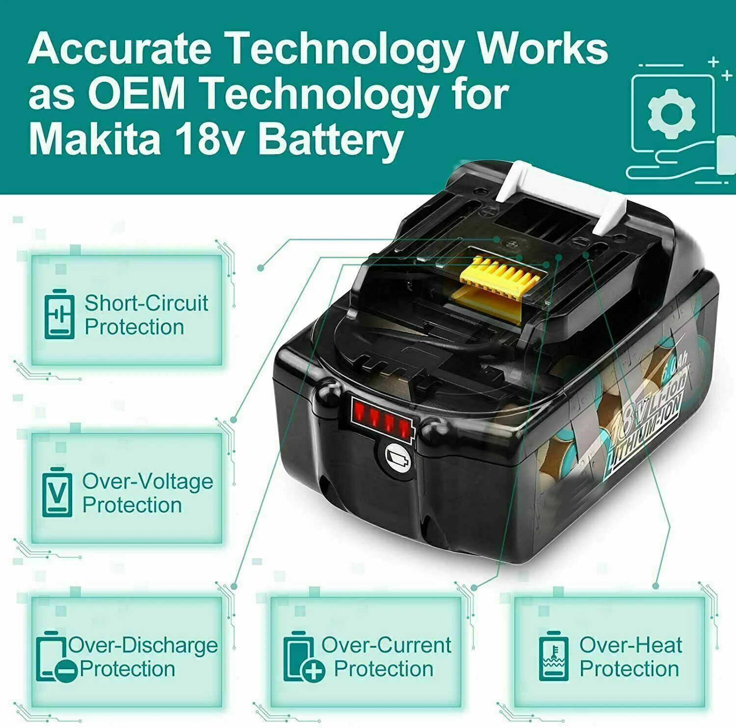 Power Tool Battery 18v for makita BL1860 BL1850B BL1850 BL1840 BL1830 screwdriver Replacement & charger