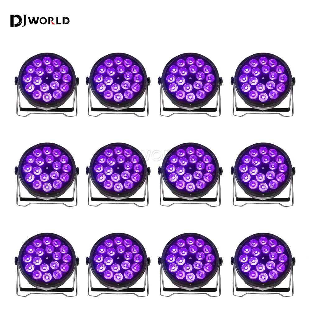 

12PCS 18x18w Led Par Lighting RGBWA UV 6in1 Stage Light Fat Plastic 18x12w RGB Par Lights Professional DMX Control for DJ DISCO