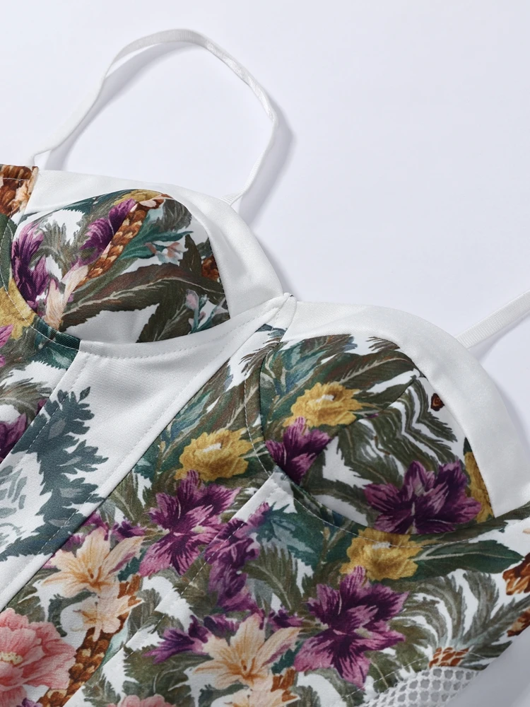 Bedruckte Oversize-Mäntel Korsett-Tops Hosenanzüge Damen Elegante Revers-Jacke mit Langen Ärmeln Weite Hosen Schicke Damen-Outfits – Detail 12