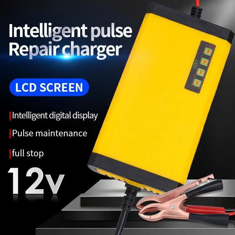 12V 2A Car Battery Charger 220V Power Puls Repair Charger Moto Truck Battery Charger Wet Dry Lead Acid Battery LED Display