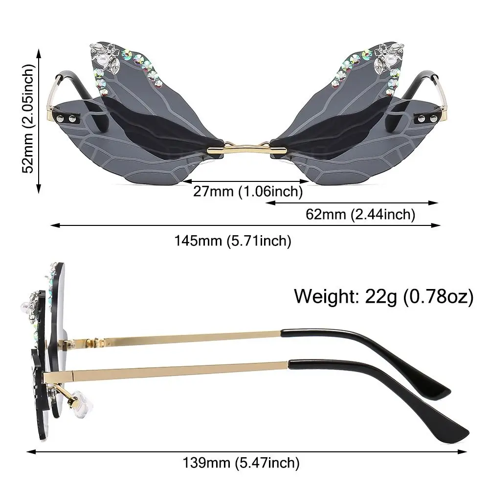 Rimless Dragonfly Wing Sunglasses Shades