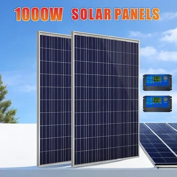 500W1000W Solar Panel Kit 12V Solar Panel 100A Controller USB Port Portable Solar Battery Charger for Outdoor Camping Mobile RV 1