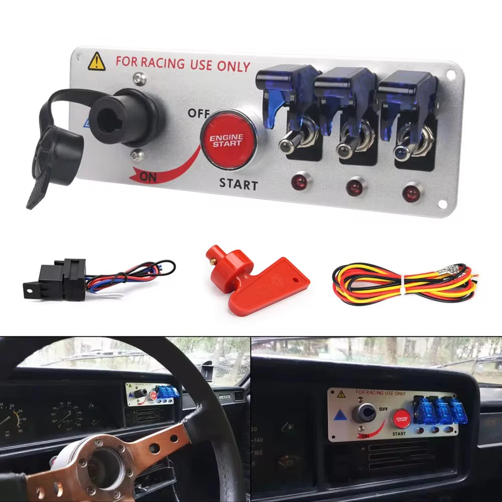 True-Carbon-Fiber-12V-Auto-LED-Racing-Car-Ignition-Engine-Start-On-Off ...