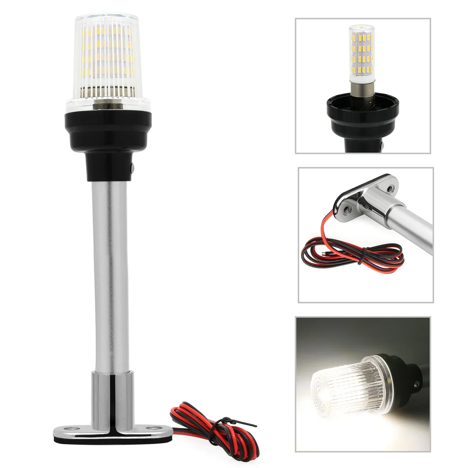 Jadeshay 5W DC12V-24V Navigatie Anker Lichten 360 Graden Alle Ronde Boot Jacht Waterdicht Licht Hoge Helderheid LED Marine Navigatie Anker Licht Signaal Lichten