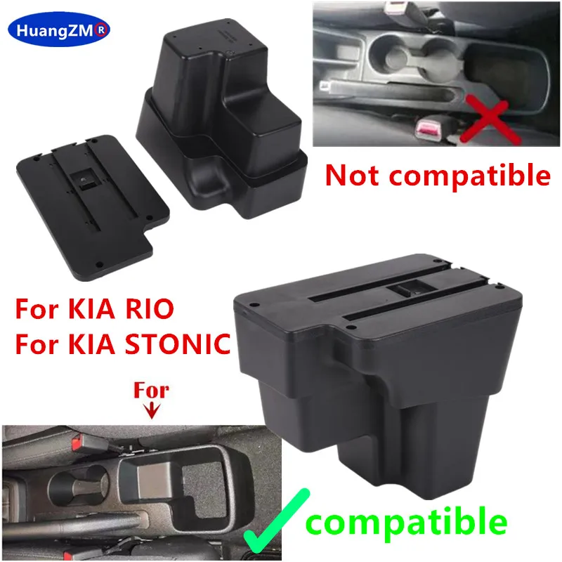 Auto Armsteun Doos Voor KIA Voor Stonic Voor Cerato 2015-2022 Armsteun Doos Auto Armsteun Retrofit Onderdelen Opbergdoos Auto Accessoires Auto Armsteun (Color : B3 Black white 3USB