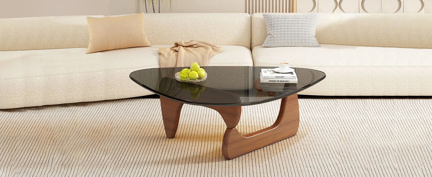 Triangle Clear Glass Coffee Table for Living Room