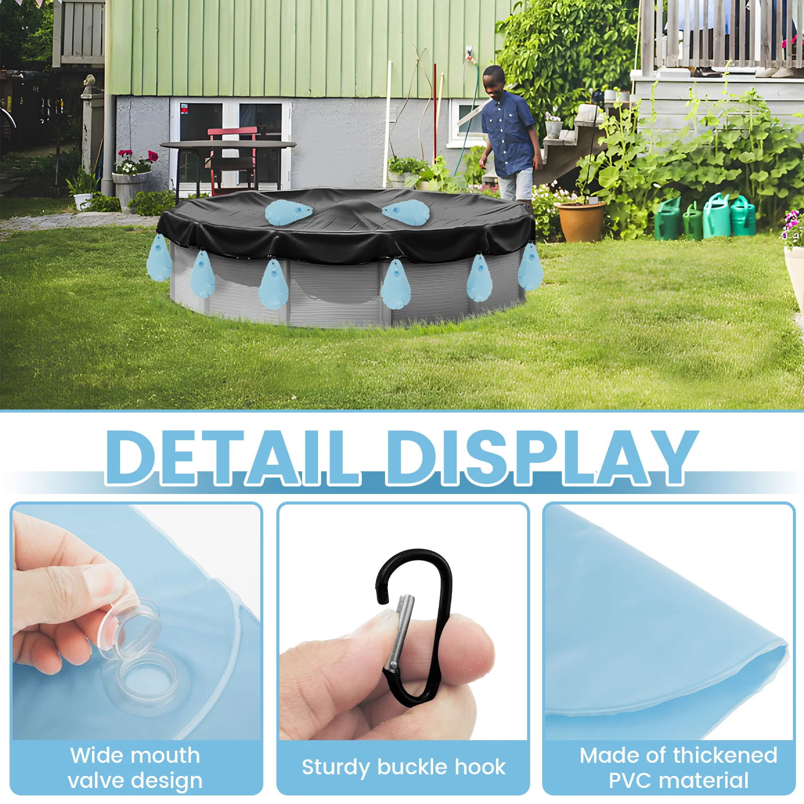 PVC Pool Cover Weights with Hooks for Above Ground Pools