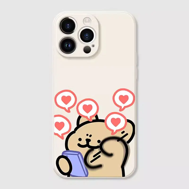 Funny Animal Dog Couple Phone Case for IPhone 16 15 Pro Max 13 12 11 XS MAX X 7 8 14Plus SE2 Shockproof Lovers Cover Fundas Skin