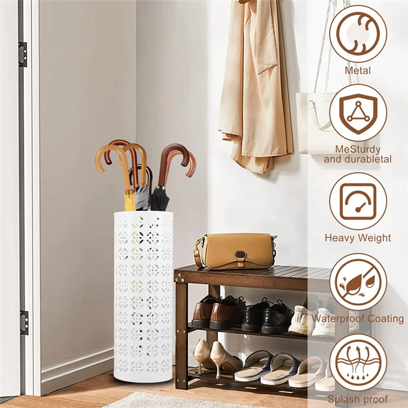 Metal Umbrella Stand, Circular Umbrella Stand, Freestanding Entryway Stand