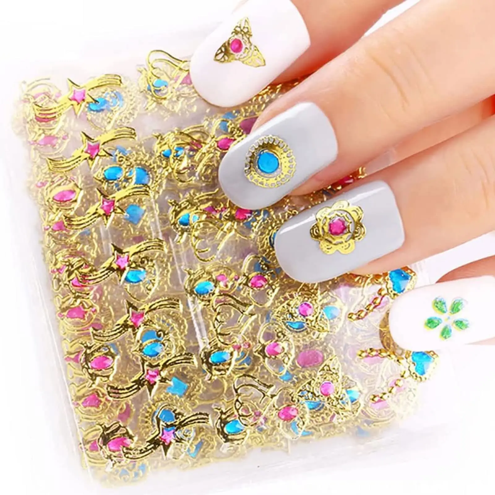 

Nail Art Stcikers 24 Sheets Imitation 3D Self-Adhesive Nail StickerNail Art Decals Nail Art Decorations Y2K-style Nail Art Decal