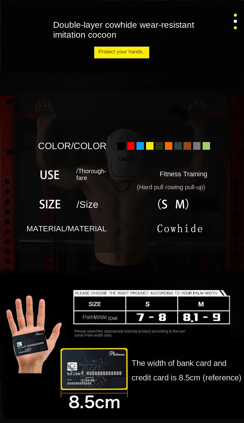 Description Picture 2 of itemFour-fingers Fitness Gloves Gym Barbells Weightlifting Cowhide Gloves Anti-slip Wear-resistant Palm Protect Workout Hand Support