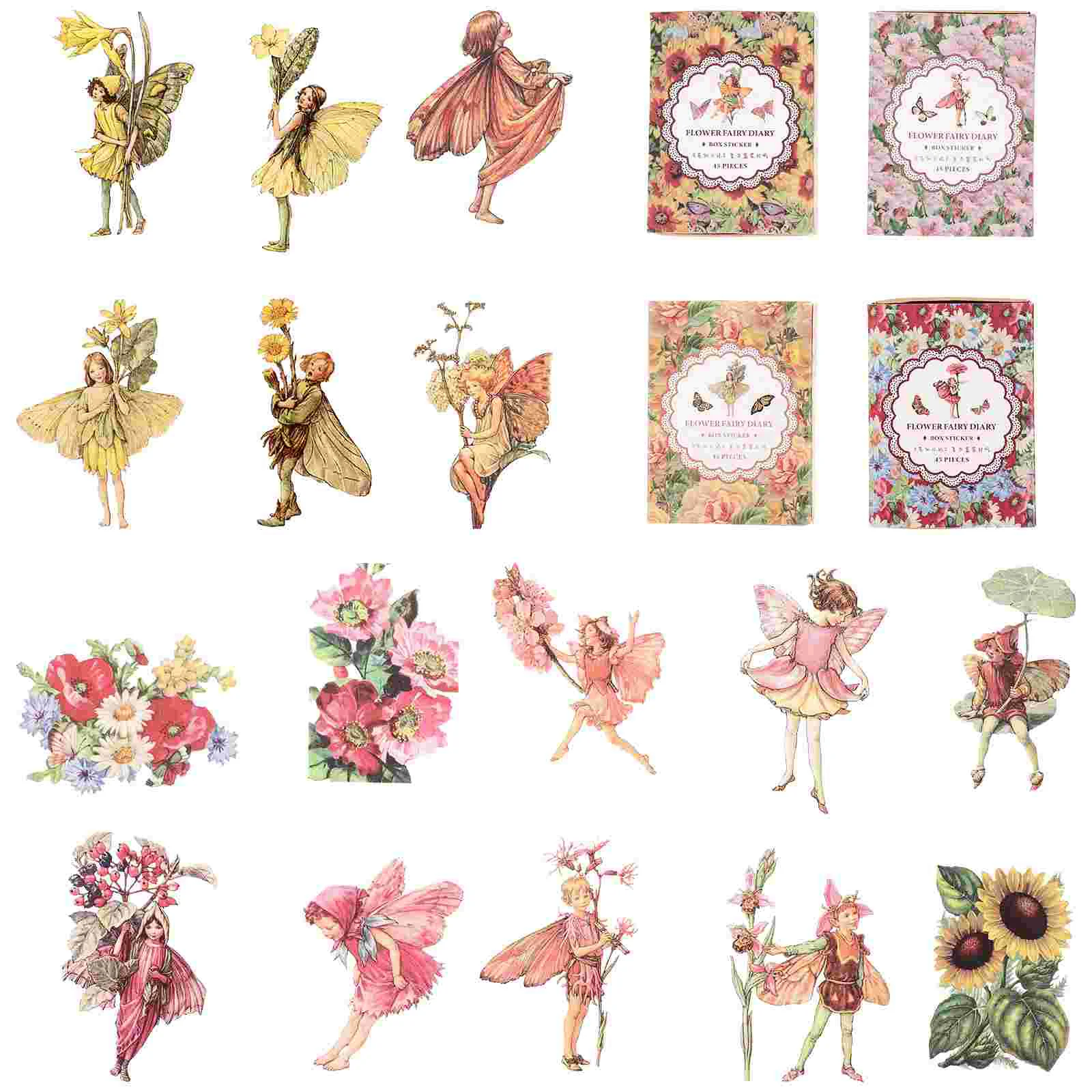

4 Boxes Decorative Handbook Stickers Wedding Scrapbook Labels Photo Album Paper