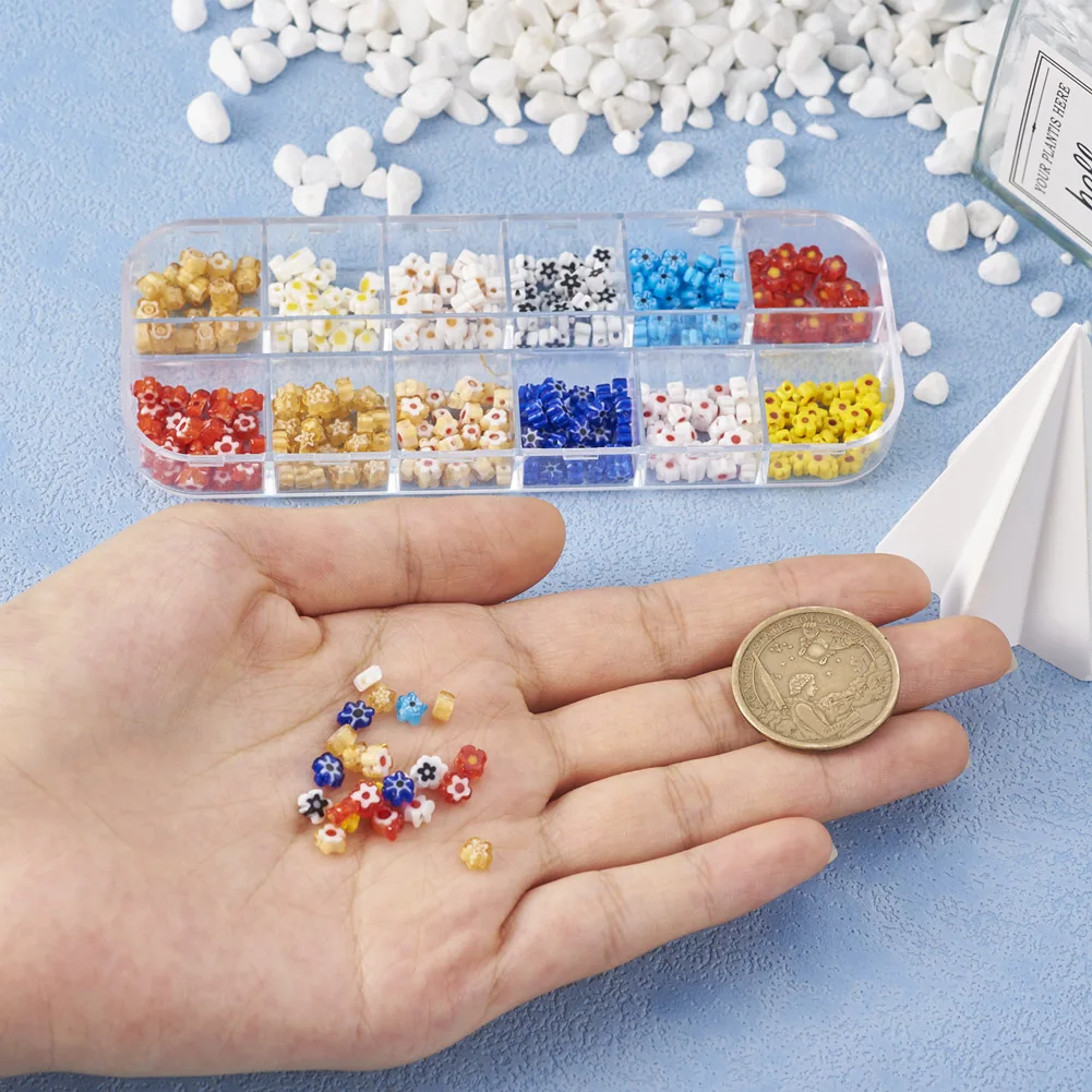 360Pcs Handmade Flower Millefiori Lampwork Glass Bead Strands Loose Beads for DIY Bracelet Necklace Jewelry Making Accessories