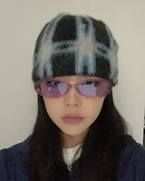 Autumn Vintage Casual Fashion Knitted Skullies Personality Versatile Star Plaid Pattern Knit Hat Cold Hat Beanies 1