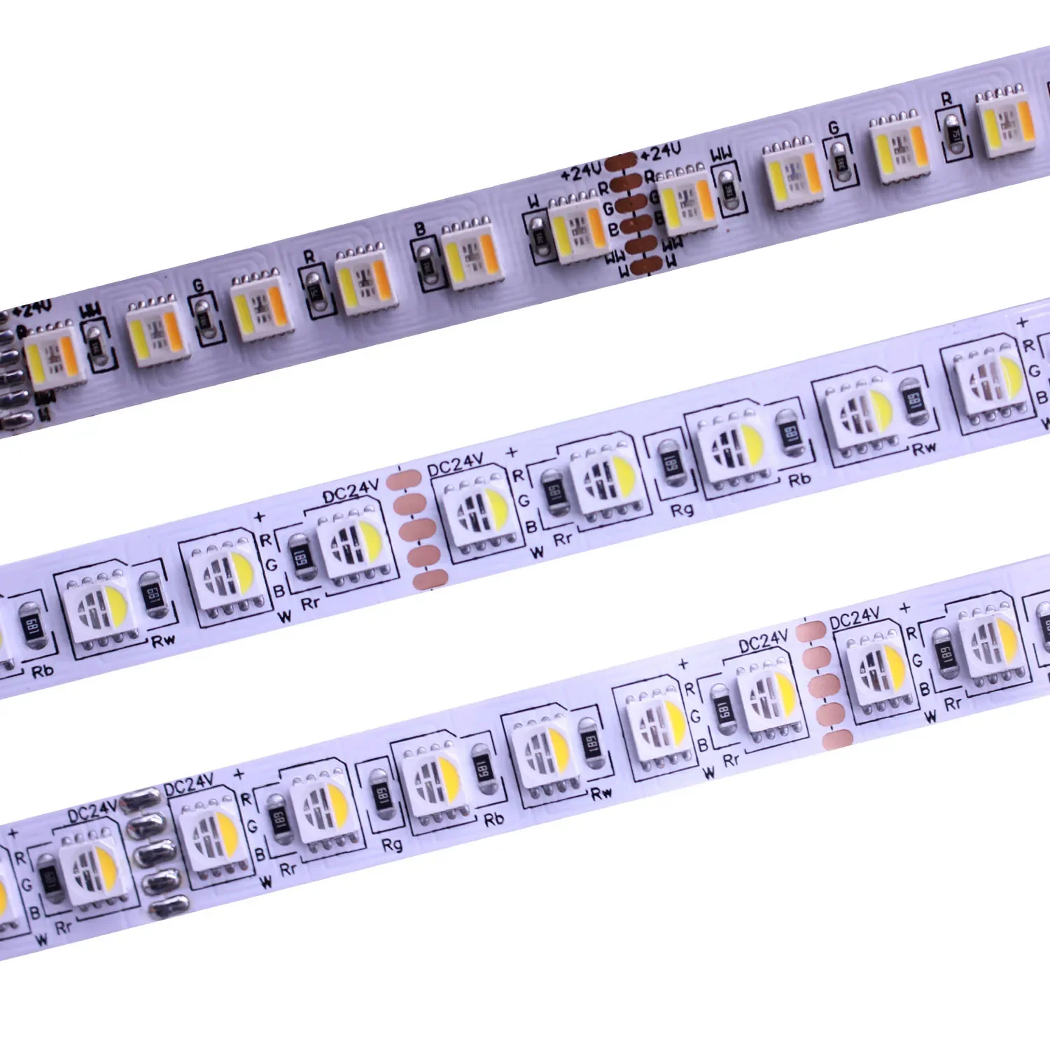 Pcb 12Mm Rgbcct Rgbww 5 In 1 Striscia 4 In 1Led 5050 Dc12V/ 24V Luce Flessibile Rgb Bianco Bianco Caldo 60 96 120 Leds/M