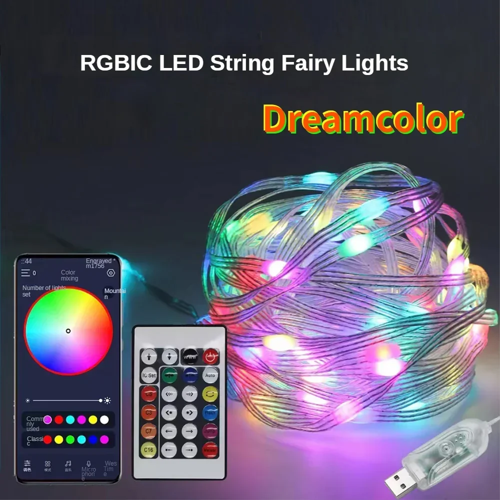 20M 10M 5M LED 크리스마스 조명 요정 문자열 빛 스마트 블루투스 주소 지정 커튼 조명 갈 랜드 꽃 홈 파티 장식