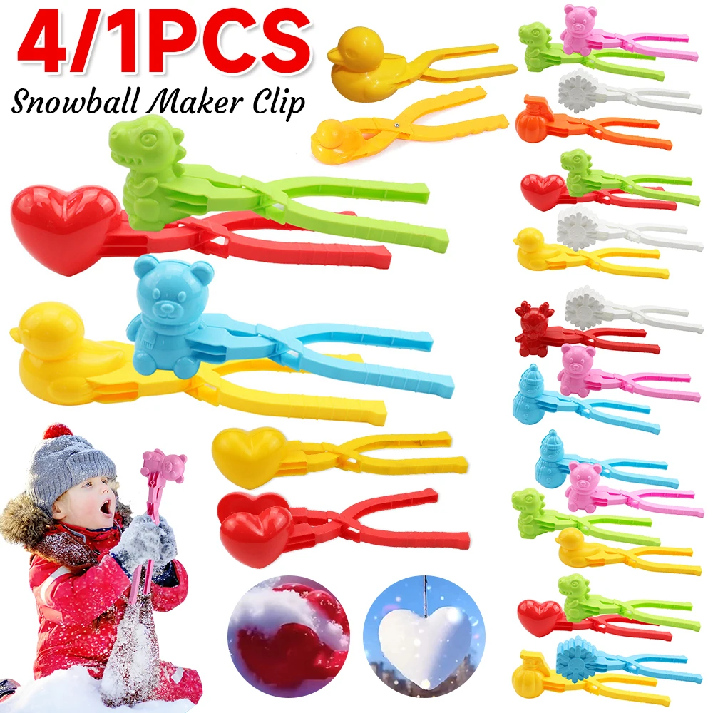 4/1pcs Snowball Maker Clip For Cute Bear Snow Clay Ball Maker Outdoor Snowballs Mold Snow Ball Mold for Kids Outdoor Sports Toy snowball maker