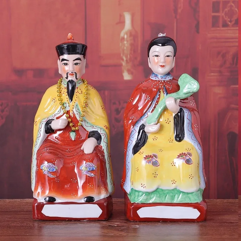 Antique Color Porcelain Statue - Hu Huang Chang Mang Four Great Families Deity, Chinese Folk Religion Altar Figurine, Home Prote