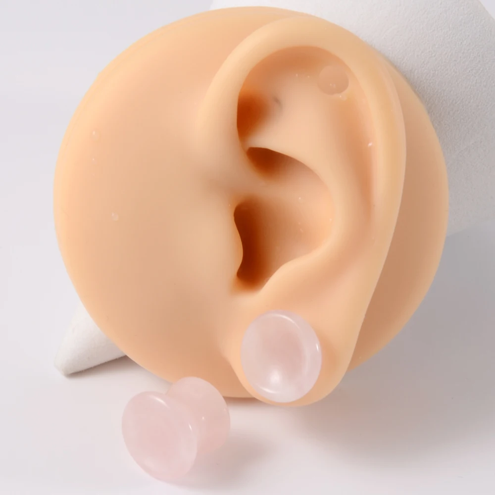 1PC Amethyst Tiger Cat Eye Howlite Crystal Stone Concave Ear Plug Double Flare Solid Gauge Piercing Jewelry