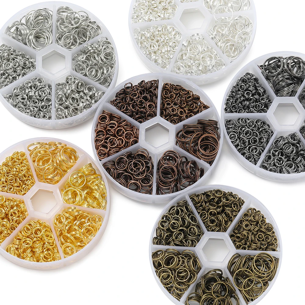 690 개/상자 4-12mm 오픈 점프 링 더블 루프 분할 링 커넥터 키트 DIY 귀걸이 팔찌 쥬얼리 용품 만들기