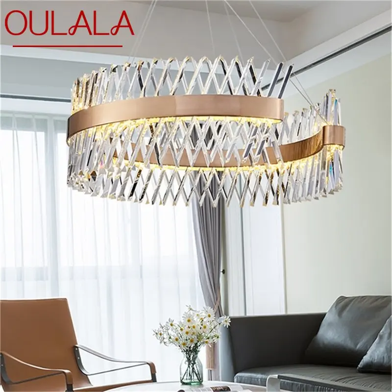 

OULALA Creative Pendant Light Gold Postmodern Chandelier LED Luxury Crystal Lamp Fixture For Home