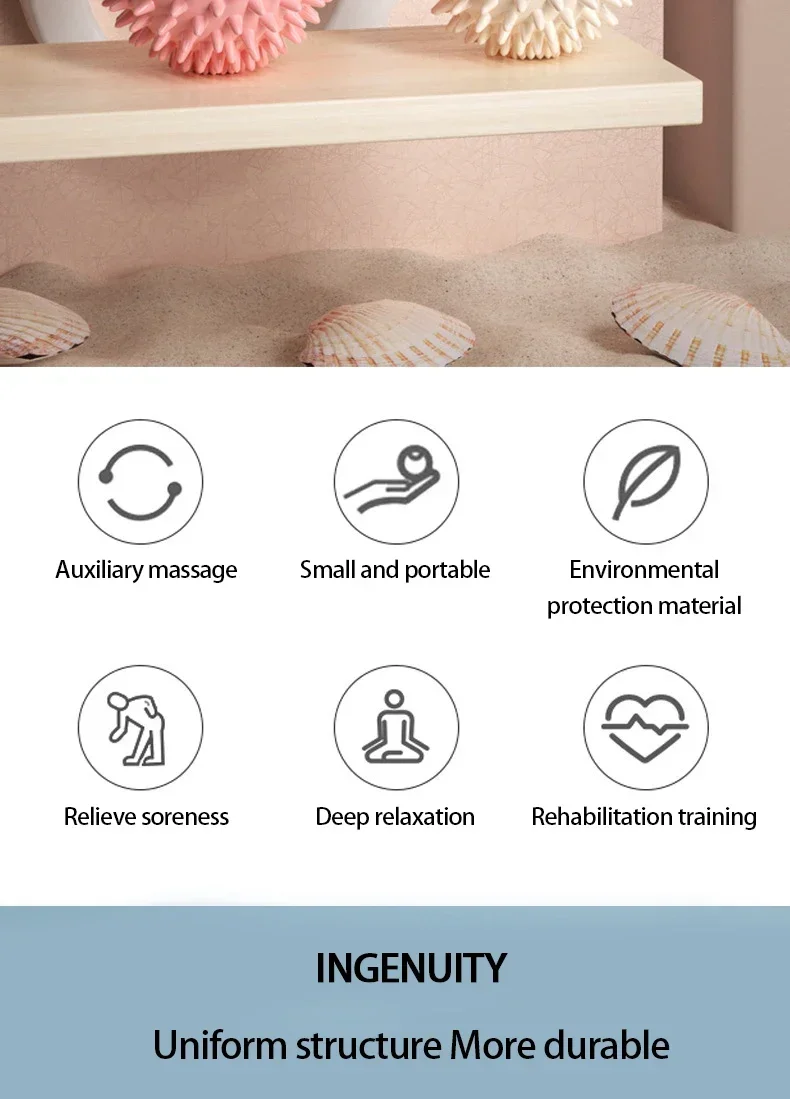 Description Picture 3 of itemHedgehog Massage Ball Yoga Fascia Ball Exercise Fitness Muscle Relaxation Massage Stick Shoulder Neck Leg Plantar Meridian Ball