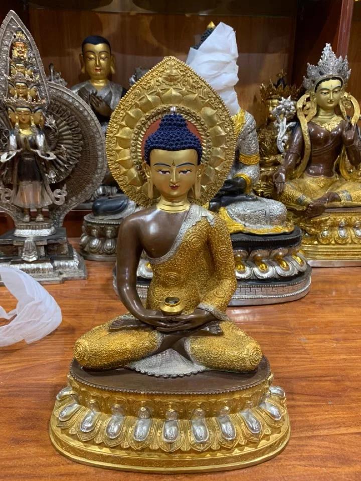 

Large Buddhism Nepal Tibet temple HOME high grade gilded copper Amitabha Amitayus Buddha statue bless safe health good luck