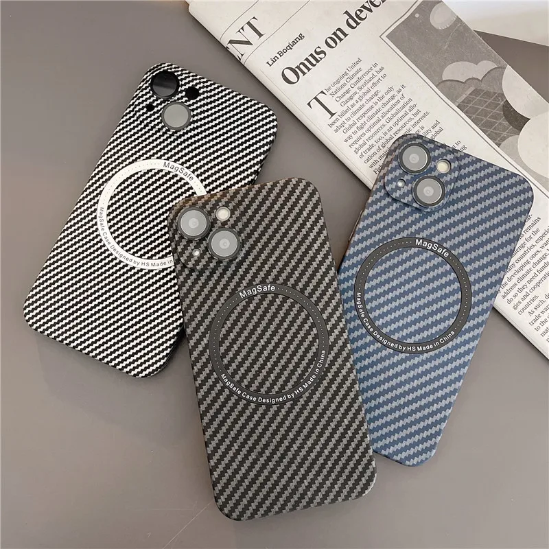 Carbon Fiber For Magsafe Magnetic Wireless Charging Matte Case For iPhone 13 12 Pro Max 13Promax 12Promax Hard PC Thin Funda apple mag safe charger