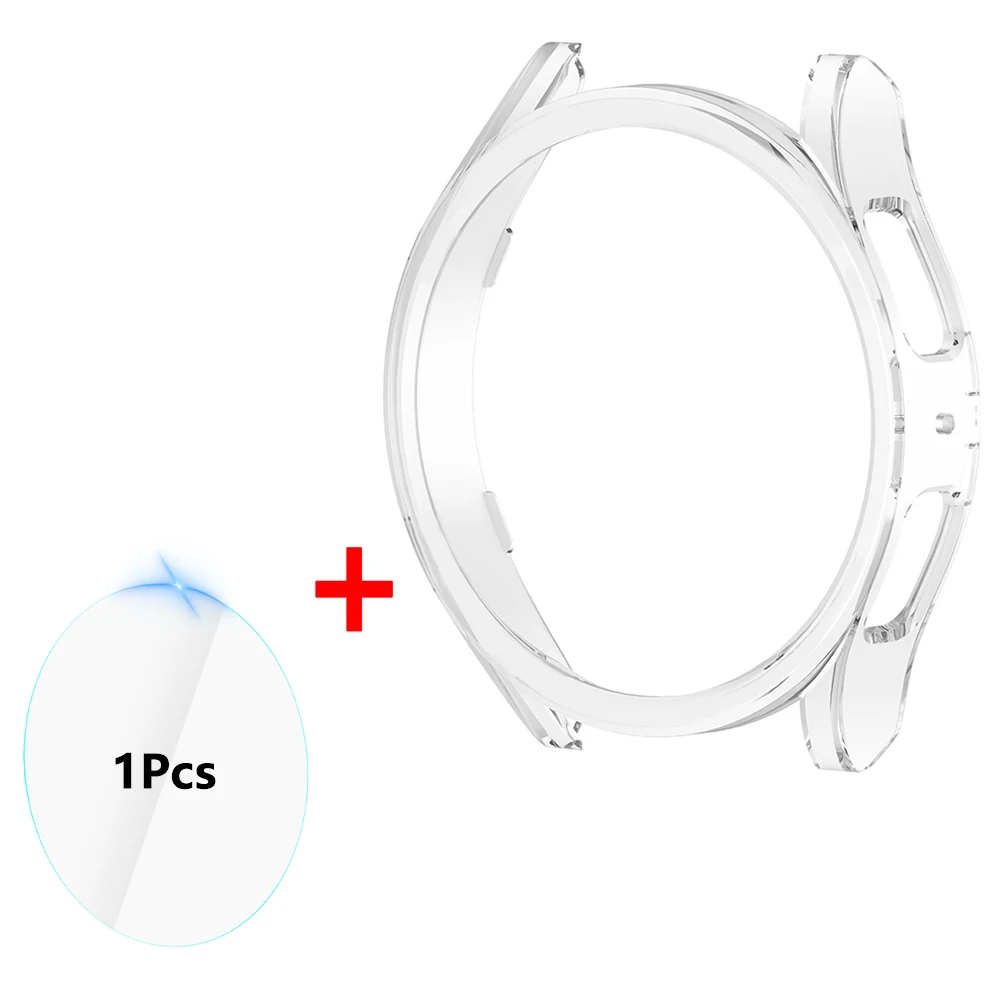 Premium Waterproof PC Cover with Tempered Glass Protector for Samsung Galaxy Watch 6 and Classic