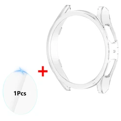 Premium Waterproof PC Cover with Tempered Glass Protector for Samsung Galaxy Watch 6 and Classic (Transparent)