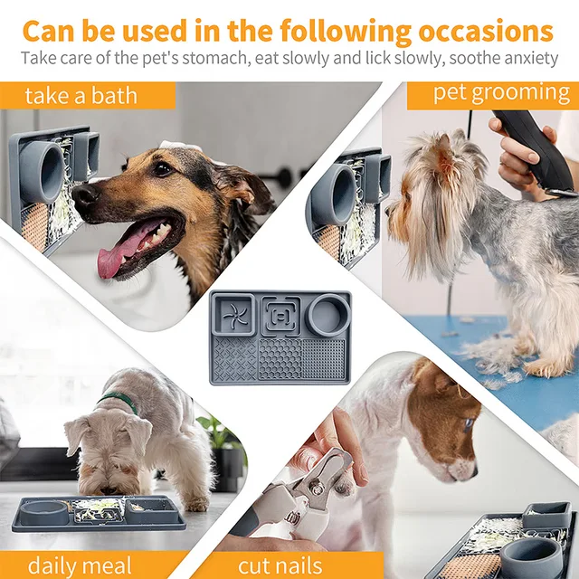 Multifunction Pet Slow Feeder Bowls Dog Licking Mat With Suction Cups For Anxiety Relief Dog Cat Water Drinking Eating Food 5