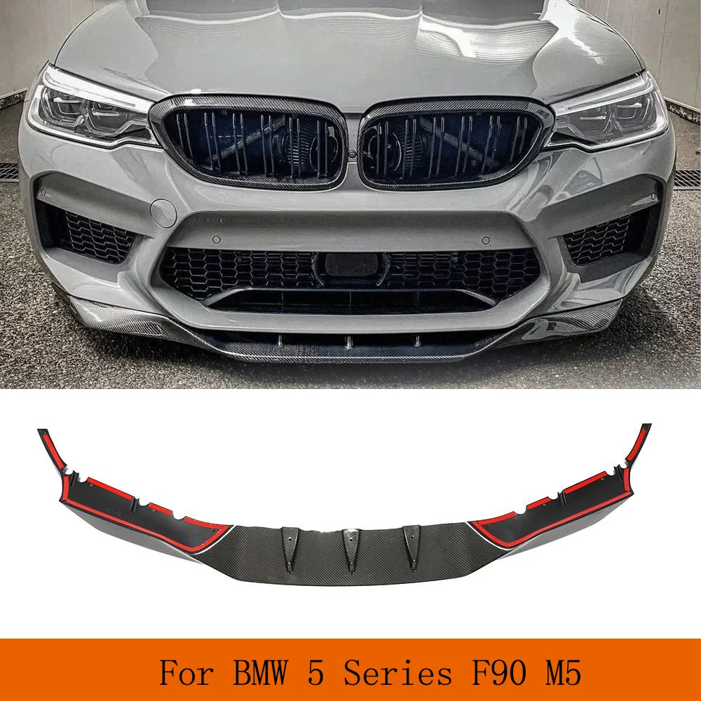 Car Front Bumper Lip Spoiler Splitters For BMW F90 M5 2018 - 2020 Front Bumper Lip Spoiler Splitters Bumper Guard Carbon Fiber