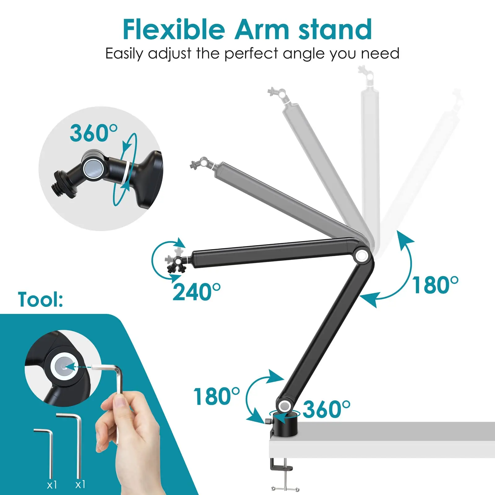 Microphone Stand Heavy Suspension Boom Adjustable Scissor Arm Stands for HyperX QuadCast Mic USB Condenser Microphone Recording microphone stand