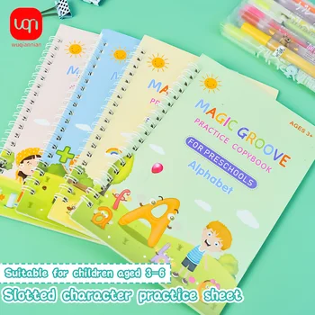 WQN-1PC Magic Groove Practice Copying Pen, Children's Reusable Writing Book, Children's Calligraphy, Preschool English 2025 1