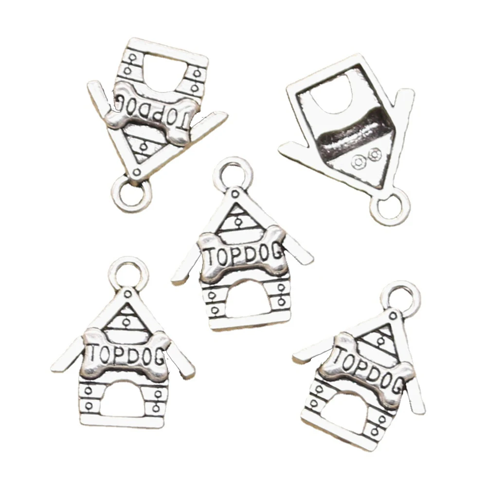 12pcs 매력 상단 개집 개집 20x17mm 골동품 만들기 펜던트 맞는, 빈티지 티베트어 실버 색상, DIY 수제 보석