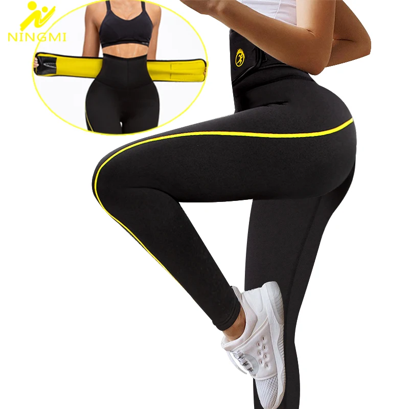 NINGMI Women Weight Loss Pants High Waist Trainer Sauna Pants Fat Burning Slimming Pants