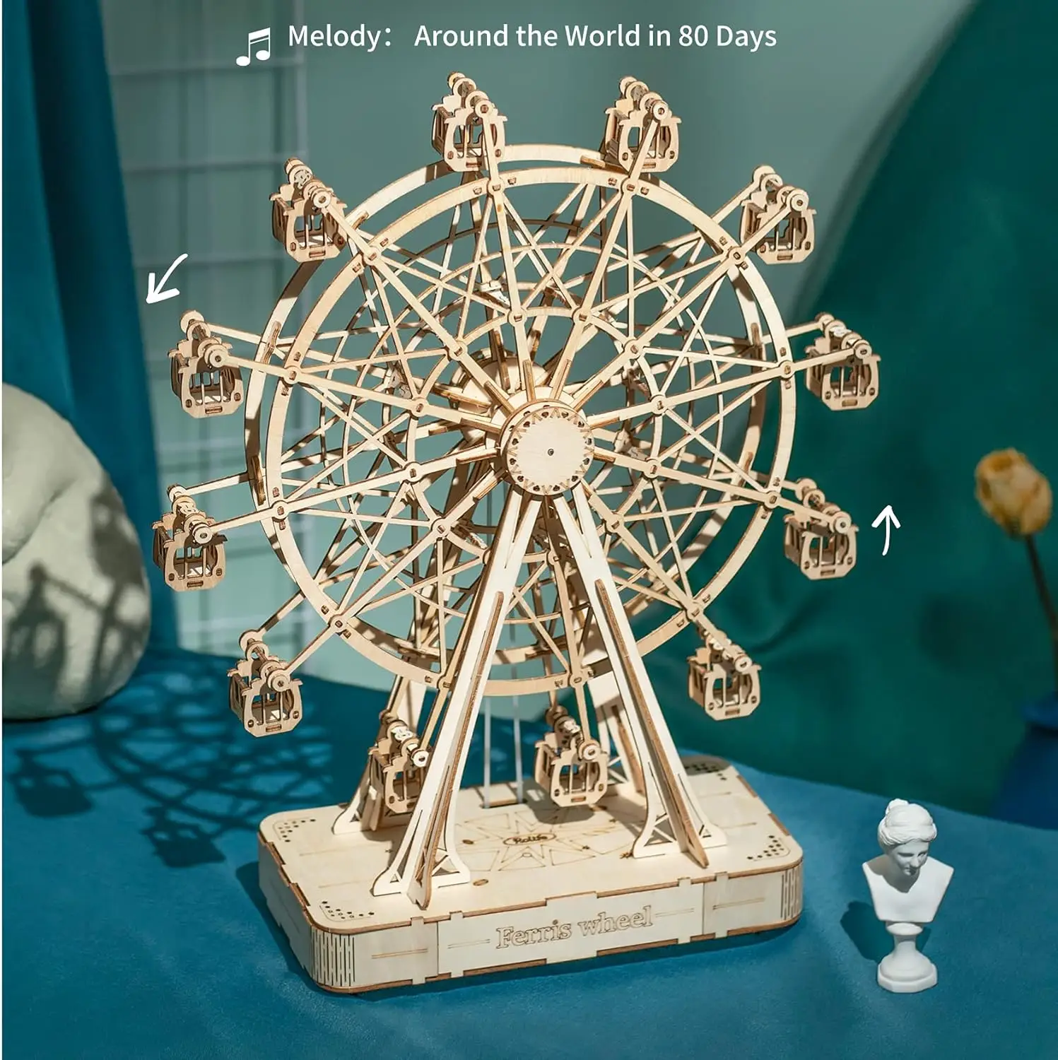 Puzzle 3D In Legno Con Scatola Musicale – Grande Ruota – Kit Fai Da Te Per Bambini E Adulti – Decorazione Casa E Regalo