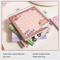 50 Sheets Student Cartoon Posted It Paper Capybara Panda Memo Sticky Notes Stationery Stickers Notebook Planner Message Sticker 2