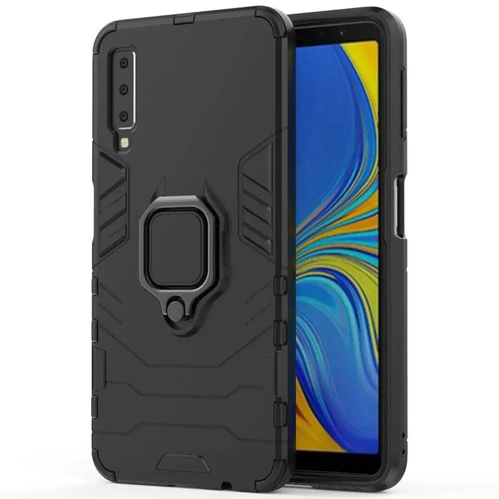 Luxury Armor Shockproof Phone Case with Silicone TPU and Metal Ring Holder