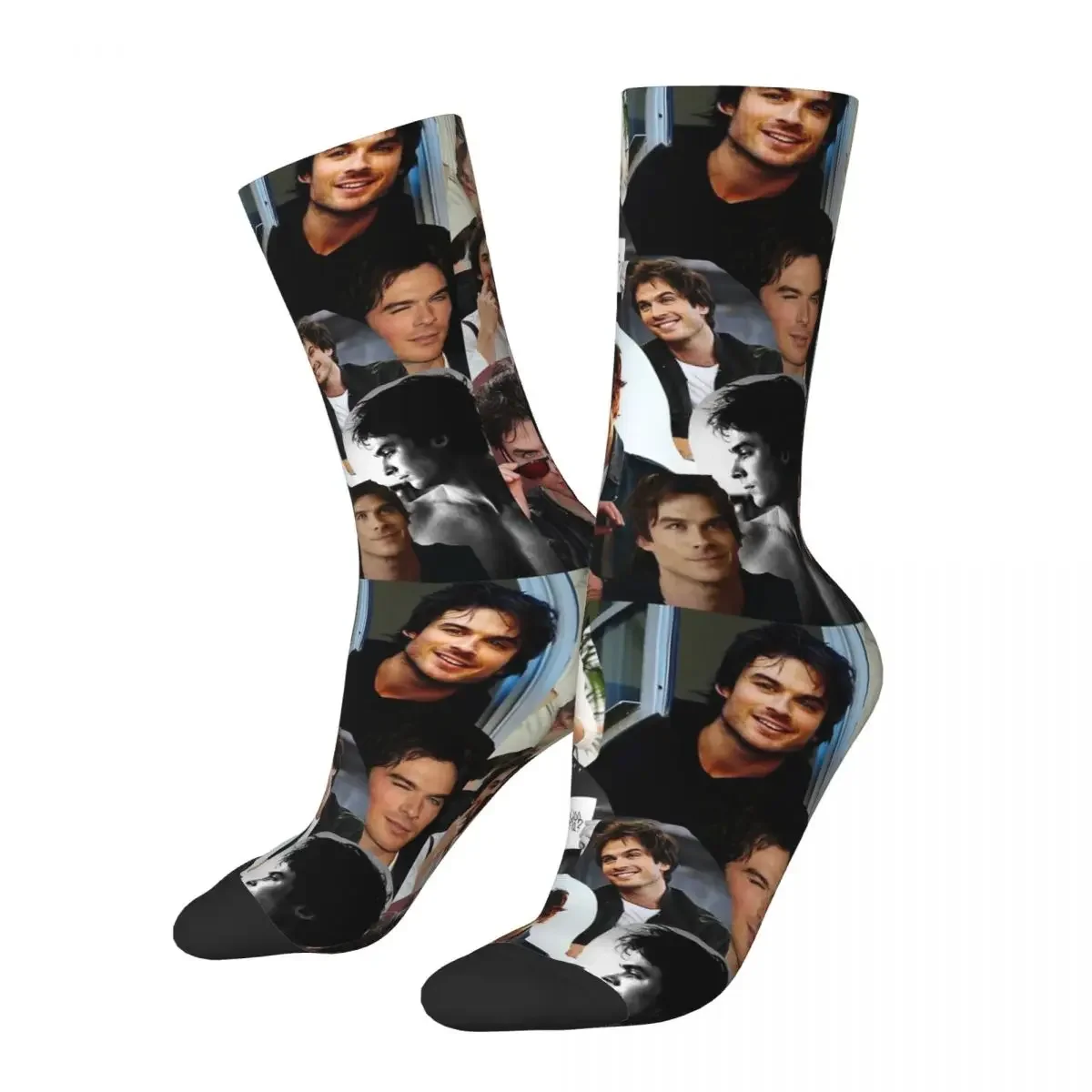 

Winter Breathable Colorful Men's Women's Damon The Vampire Diaries TV Show Socks Sweat Absorbing Middle Tube Socks