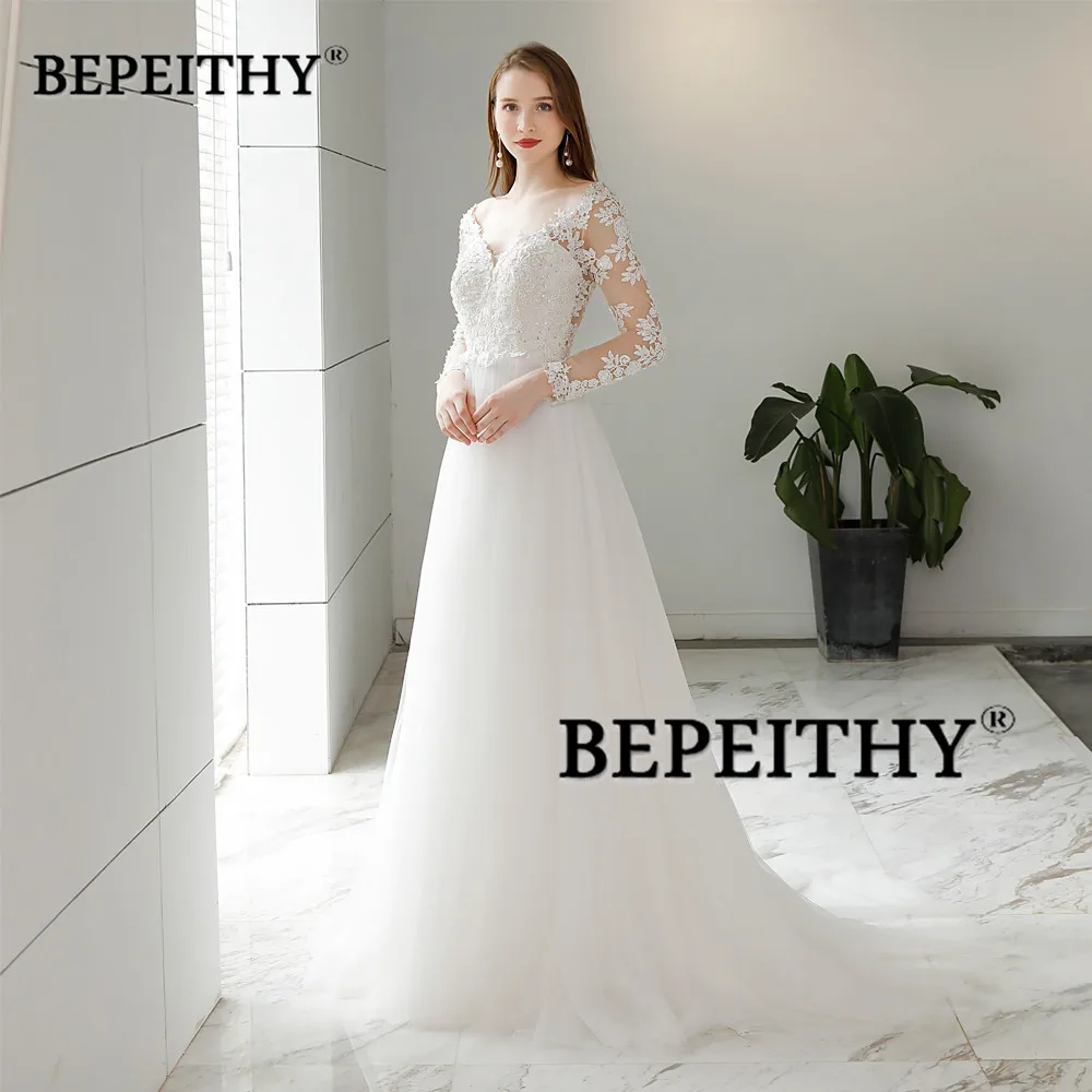 BEPEITHY Customized Vestido De Novia Beach Wedding Dress For Women Sexy Backless Modern Full Sleeves Bridal Gowns 2023 Hot Sale 3