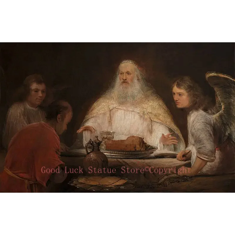 

TOP ART # Abrahamic religions Abram Abraham and the Angels PRINT painting on canvas-- free ship cost